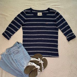 Hollister Horizontal Striped Quarter Sleeve Shirt